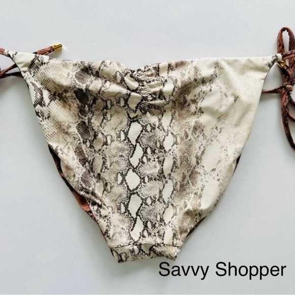 PQ Swim Snakeskin Python Reversible Tie Teeny Bikini Bottoms SZ Large NWT/Liner - Picture 11 of 12